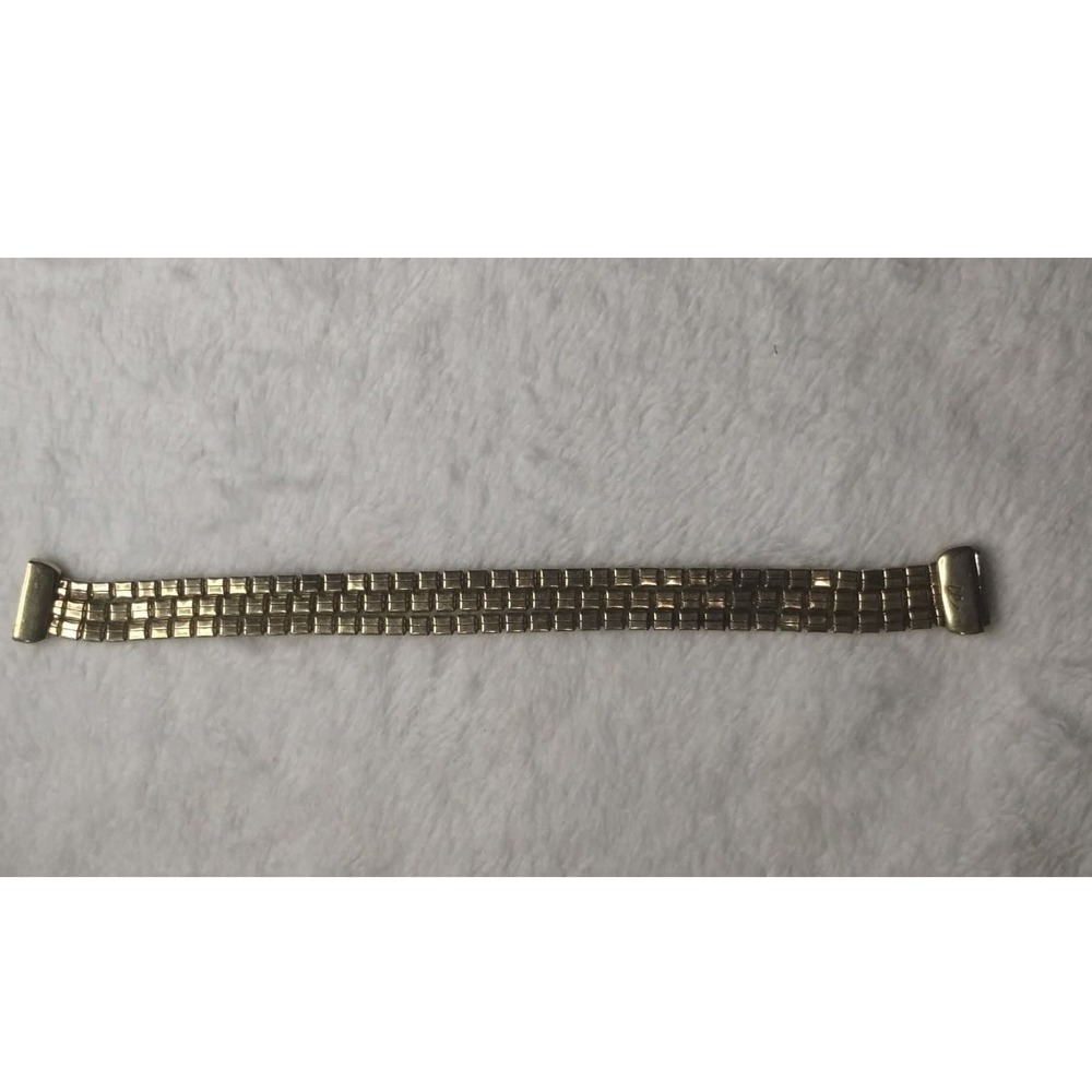 Colorful Multi Strand Enamel Square Tile Magnetic Bracelet Gold Tone 7 Inch